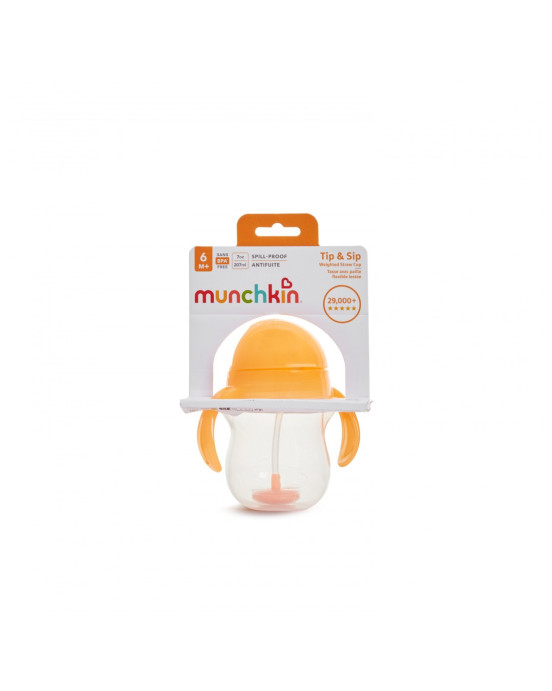 Munchkin Εκπαιδευτικό Ποτήρι Με Καλαμάκι και Με Βαρίδι Click Lock Tip & Sip Cup 207ml Πορτοκαλί  90408