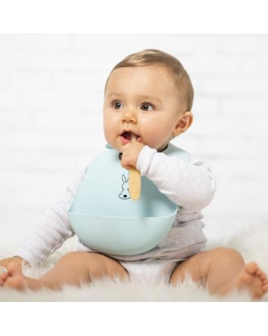 Nattou Silicon Σαλιάρα σιλικόνης (γαλάζιο) Ν877039