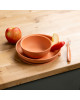 SILICON. Σετ φαγητού 3 τεμαχίων (πορτοκαλί με αστεράκια)