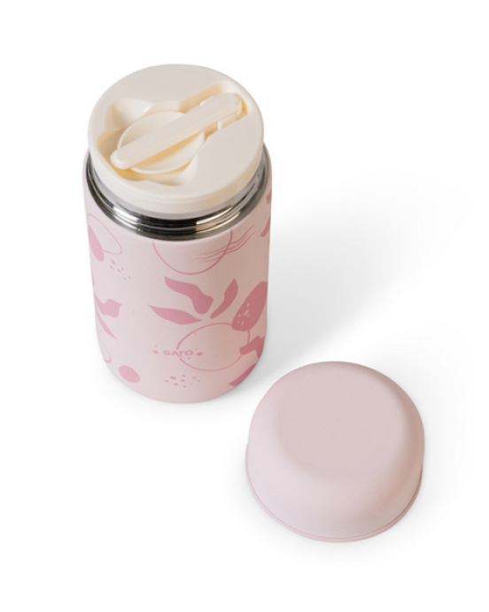 Saro Θερμός Φαγητού Leaves Dusty Pink 500ml 52242