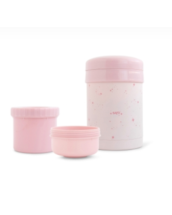 Saro Θερμός Φαγητού με δοχεία Stars Ροζ 700ml 52398