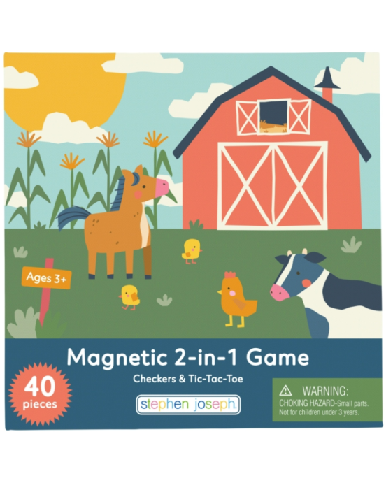 Stephen Joseph Μαγνητικό Σετ Παιχνιδιών Ντάμα & Τρίλιζα, Farm SJ310368