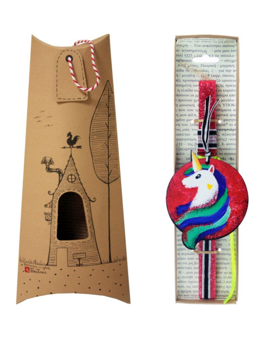 Synchronia Λαμπάδα μονόκερος Grizelda ζωγραφιστός κόκκινο LA22033B 