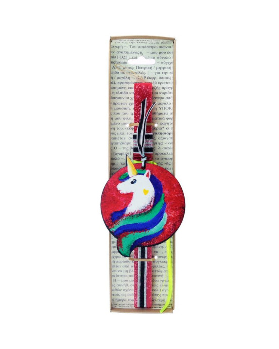 Synchronia Λαμπάδα μονόκερος Grizelda ζωγραφιστός κόκκινο LA22033B 