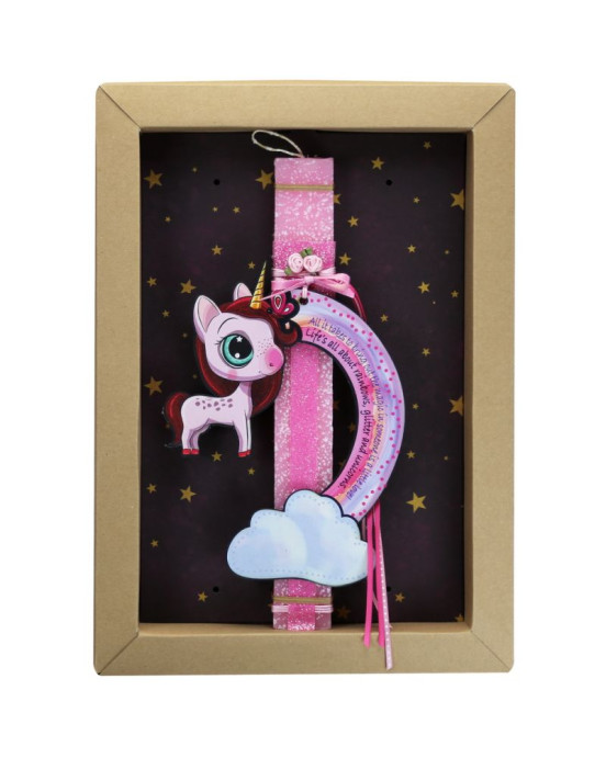 Synchronia Λαμπάδα Μονόκερος rainbow - Πεταλούδα LA23018A