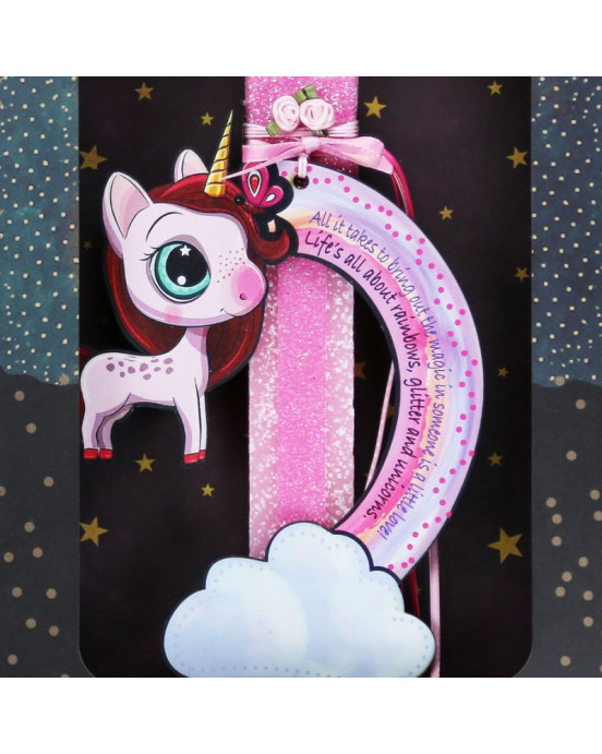 Synchronia Λαμπάδα Μονόκερος rainbow - Πεταλούδα LA23018A