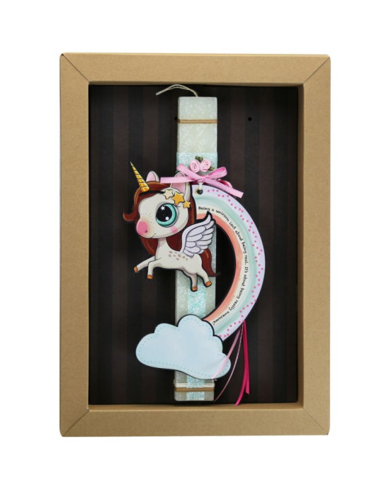 Synchronia Λαμπάδα (lg) Μονόκερος rainbow - Φτερά LA23018C