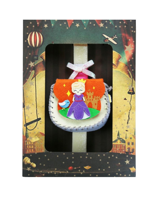 Synchronia Λαμπάδα  Τσαντάκι πριγκίπισσα - Κρεμ LA23020C