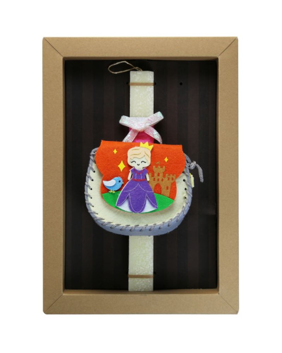 Synchronia Λαμπάδα  Τσαντάκι πριγκίπισσα - Κρεμ LA23020C