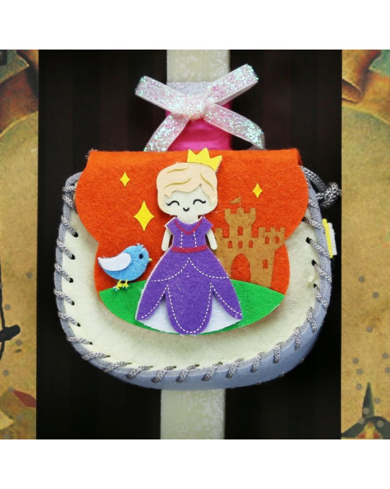 Synchronia Λαμπάδα  Τσαντάκι πριγκίπισσα - Κρεμ LA23020C