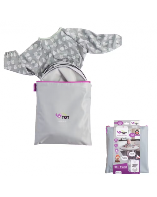 Tidy Tot Σετ Σαλιάρας - Δίσκου Dove Grey Bib & Tray Kit SKU104