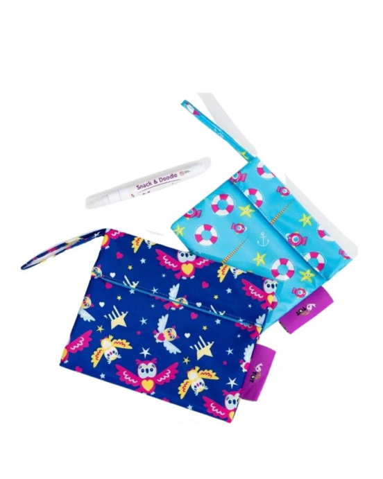 Tidy Tot Σετ Τσαντάκια Φαγητού Snack & Doodle Seaside/Owls SNDOW (2 τεμάχια)