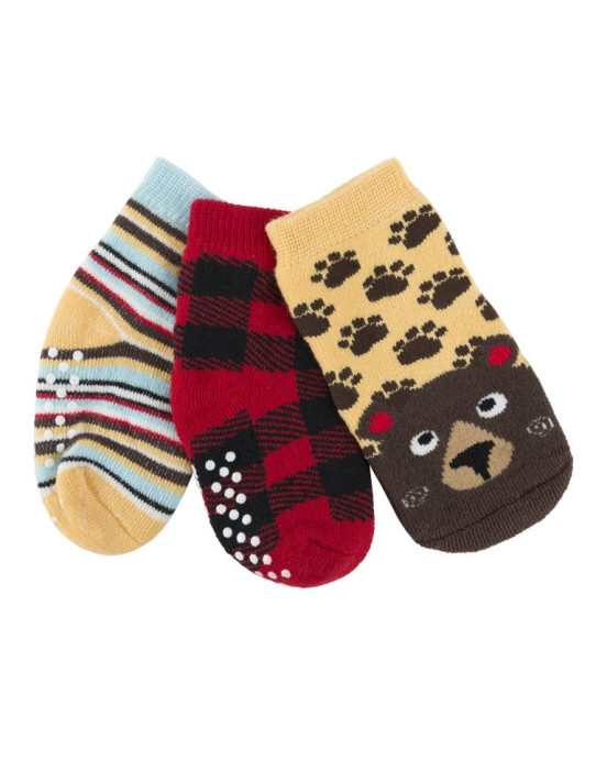 Zoocchini GRIP+EASY™ Καλτσάκια Μπόσλεϋ ο αρκούδος  (3 τεμ) 0+ έως 2 ετών ZOO11808