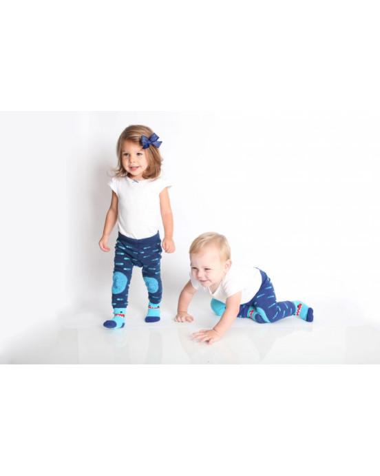 Zoocchini  Σετ Ρούχων για Μπουσούλισμα Grip+Easy Crawler Pants & Socks Set "Sherman the Shark" ZOO12501
