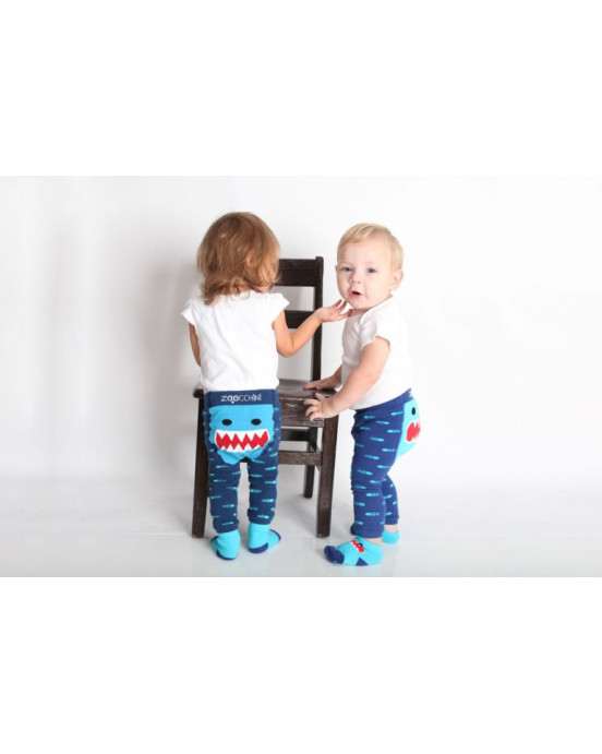 Zoocchini  Σετ Ρούχων για Μπουσούλισμα Grip+Easy Crawler Pants & Socks Set "Sherman the Shark" ZOO12501