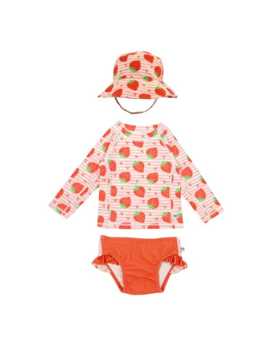 Zoocchini Σετ UV Μαγιώ Bucket Καπέλο Μπλούζα Strawberry ZOO16010 