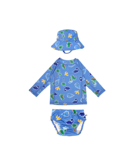 Zoocchini Σετ UV Μαγιώ Πάνα Bucket Καπέλο Μπλούζα Devin the Dino & Friends ZOO16013