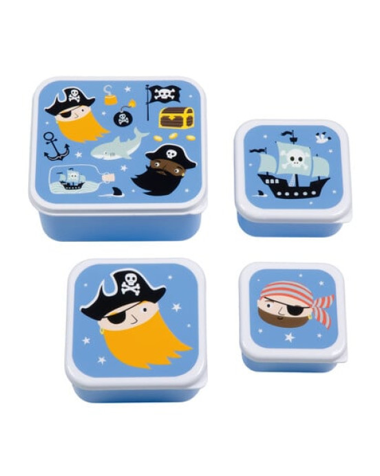 A little lovely company: Σετ 4 δοχεία φαγητού Lunch & Snack Box -Pirates SBSEPI80