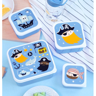 A little lovely company: Σετ 4 δοχεία φαγητού Lunch & Snack Box -Pirates SBSEPI80