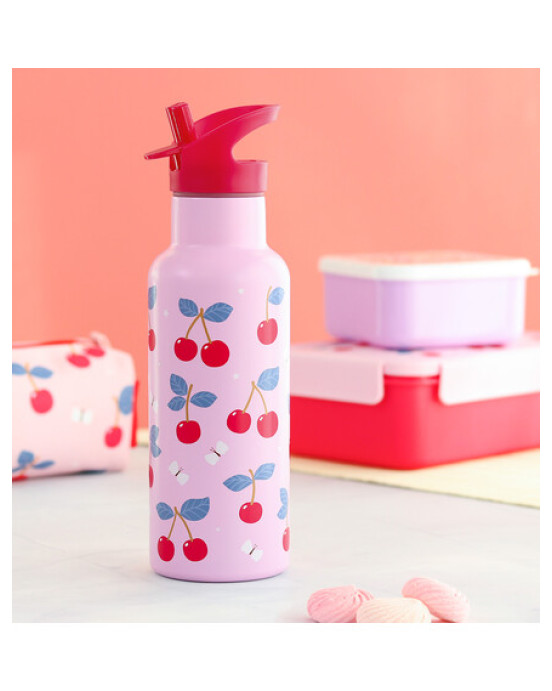 A Little Lovely Company: XL Μπουκάλι με διπλό τοίχωμα από ανοξείδωτο ατσάλι 500ml - Cherries DBSXCH92