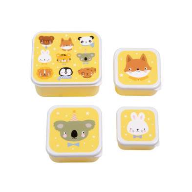 A little lovely company: Σετ 4 δοχεία φαγητού Lunch & Snack Box -Animal Friends SBSEAF81
