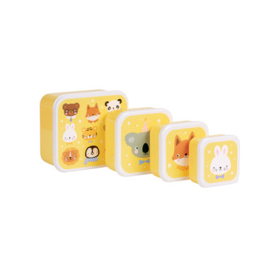 A little lovely company: Σετ 4 δοχεία φαγητού Lunch & Snack Box -Animal Friends SBSEAF81