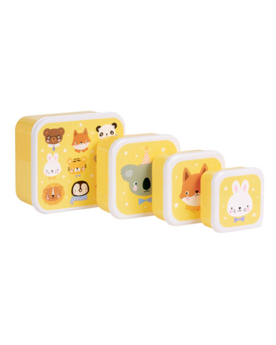 A little lovely company: Σετ 4 δοχεία φαγητού Lunch & Snack Box -Animal Friends SBSEAF81