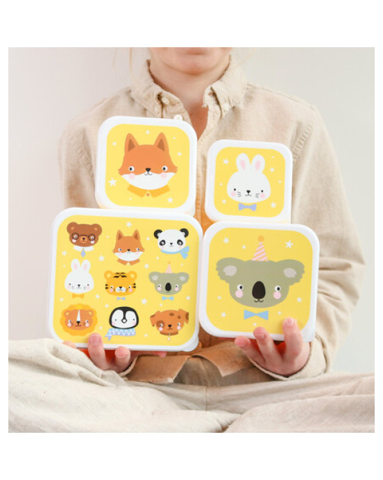 A little lovely company: Σετ 4 δοχεία φαγητού Lunch & Snack Box -Animal Friends SBSEAF81