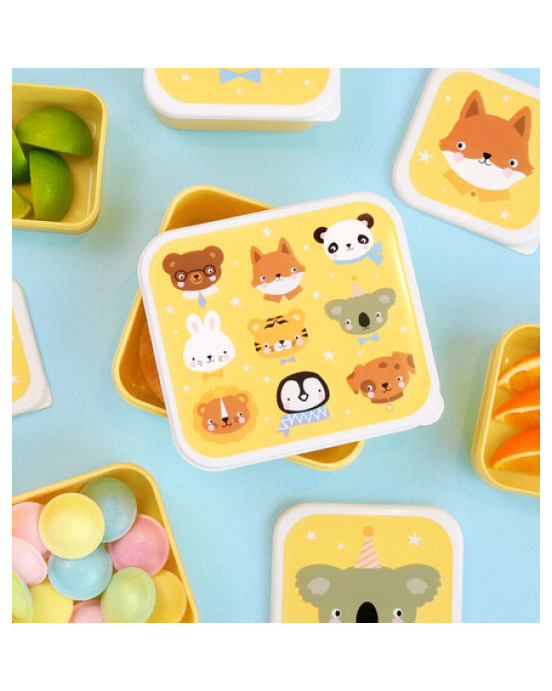 A little lovely company: Σετ 4 δοχεία φαγητού Lunch & Snack Box -Animal Friends SBSEAF81