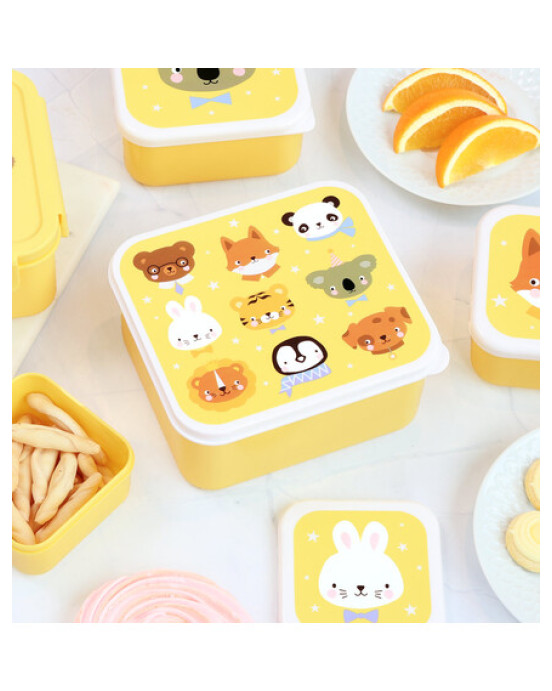 A little lovely company: Σετ 4 δοχεία φαγητού Lunch & Snack Box -Animal Friends SBSEAF81