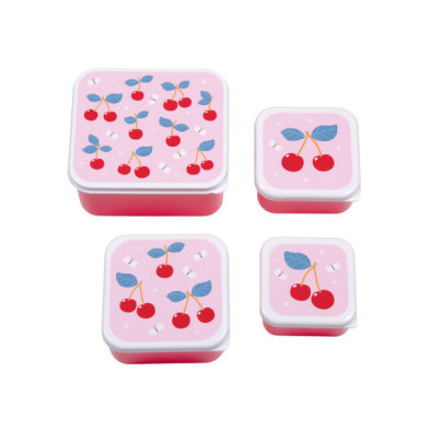 A little lovely company: Σετ 4 δοχεία φαγητού Lunch & Snack Box -Cherries SBSECH82