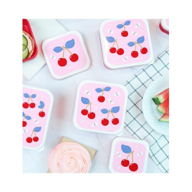 A little lovely company: Σετ 4 δοχεία φαγητού Lunch & Snack Box -Cherries SBSECH82