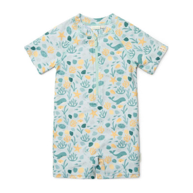 LITTLE DUTCH. Ολόσωμο κοντομάνικο μαγιό Seashells Multi-colour - Νο 98/104