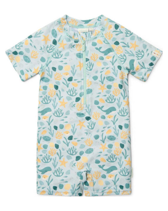 LITTLE DUTCH. Ολόσωμο κοντομάνικο μαγιό Seashells Multi-colour - Νο 98/104