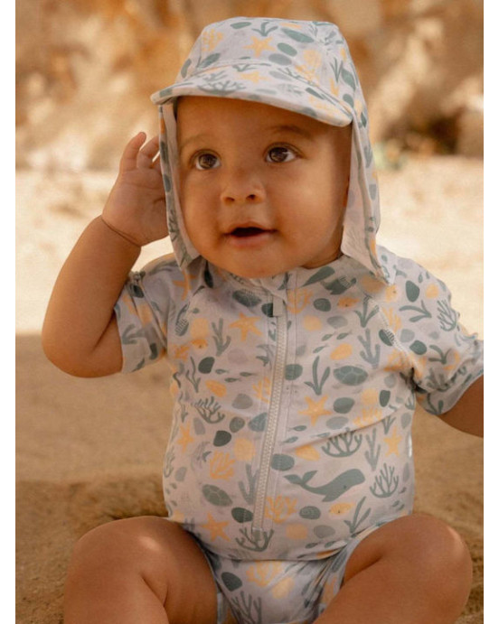 LITTLE DUTCH. Ολόσωμο κοντομάνικο μαγιό Seashells Multi-colour - Νο 98/104