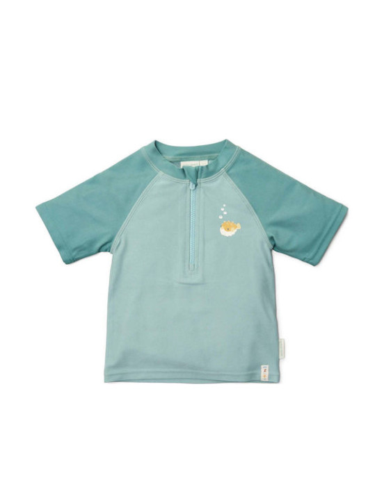 LITTLE DUTCH. Μπλουζάκι κοντομάνικο με προστασία UV Seashells Surf Blue - Νο 86/92