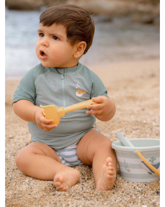 LITTLE DUTCH. Μπλουζάκι κοντομάνικο με προστασία UV Seashells Surf Blue - Νο 86/92