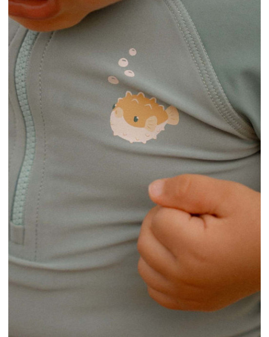 LITTLE DUTCH. Μπλουζάκι κοντομάνικο με προστασία UV Seashells Surf Blue - Νο 86/92