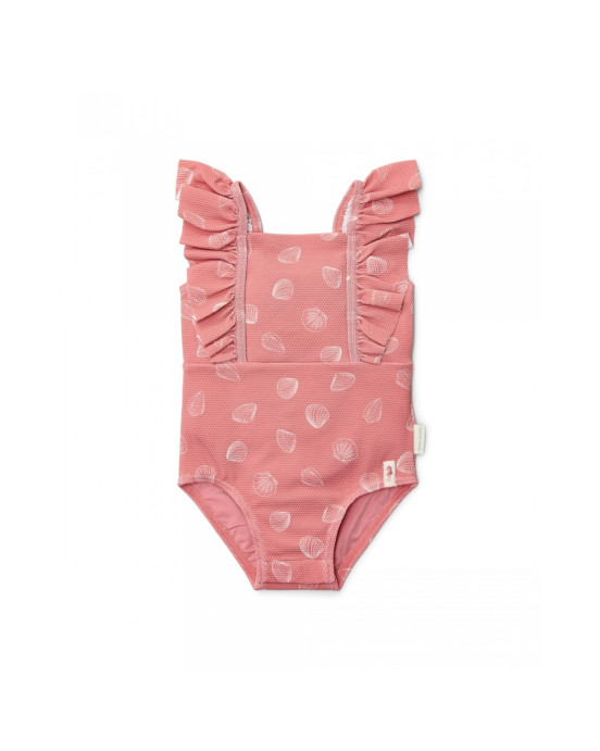 LITTLE DUTCH. Ολόσωμο μαγιό με βολάν Ocean Treasures Pink - Νο 98/104