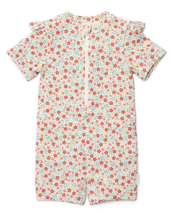 LITTLE DUTCH. Ολόσωμο κοντομάνικο μαγιό Sunny Flowers Multi-colour - Νο 98/104