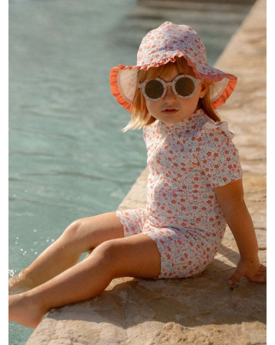 LITTLE DUTCH. Ολόσωμο κοντομάνικο μαγιό Sunny Flowers Multi-colour - Νο 98/104