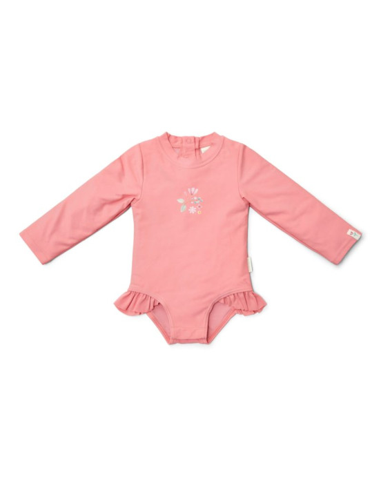 LITTLE DUTCH. Ολόσωμο μακρυμάνικο μαγιό για κορίτσια Sunny Flowers Rouge - Νο 86/92