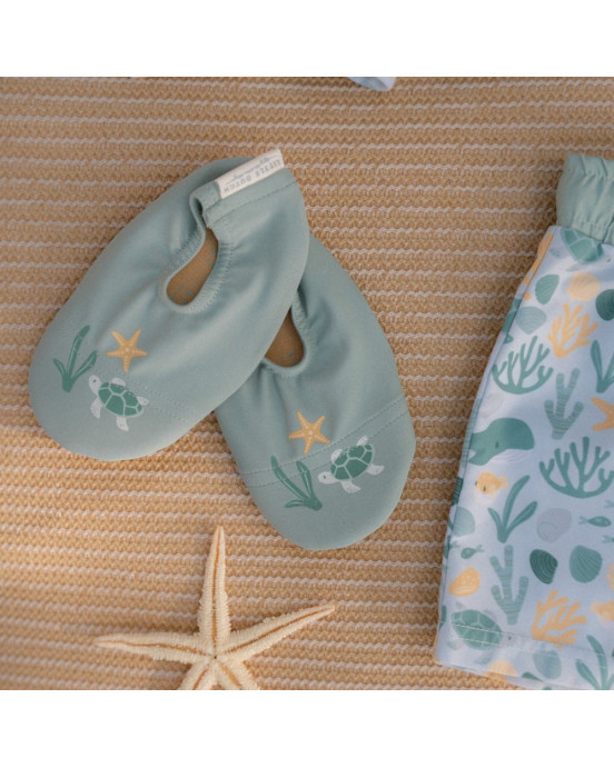 LITTLE DUTCH. Παιδικά παπουτσάκια θαλάσσης Seashells Surf Blue - Νο 23/24