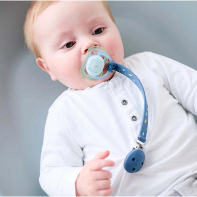 SILICON. Κλιπ πιπίλας 21εκ. (μπλε με τύπωμα)