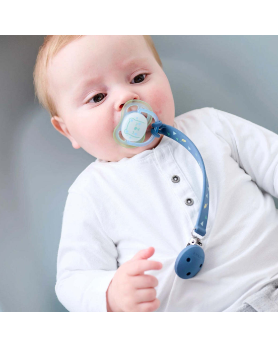 SILICON. Κλιπ πιπίλας 21εκ. (μπλε με τύπωμα)