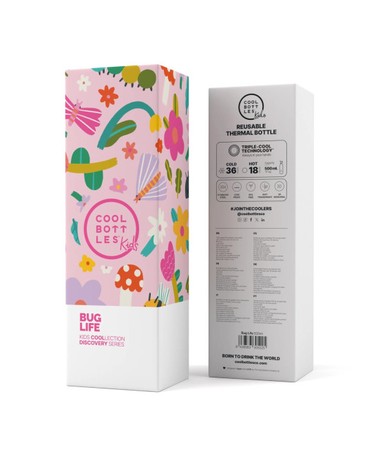 COOL BOTTLES. Ανοξείδωτο παιδικό μπουκάλι Bug Life 500ml