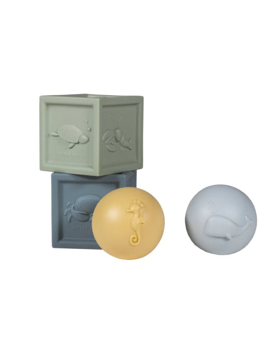 LITTLE DUTCH. Παιχνίδι μπάνιου-σετ κύβοι & μπάλες σιλικόνης.