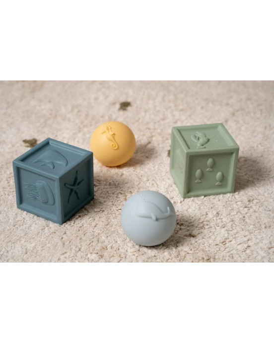 LITTLE DUTCH. Παιχνίδι μπάνιου-σετ κύβοι & μπάλες σιλικόνης.