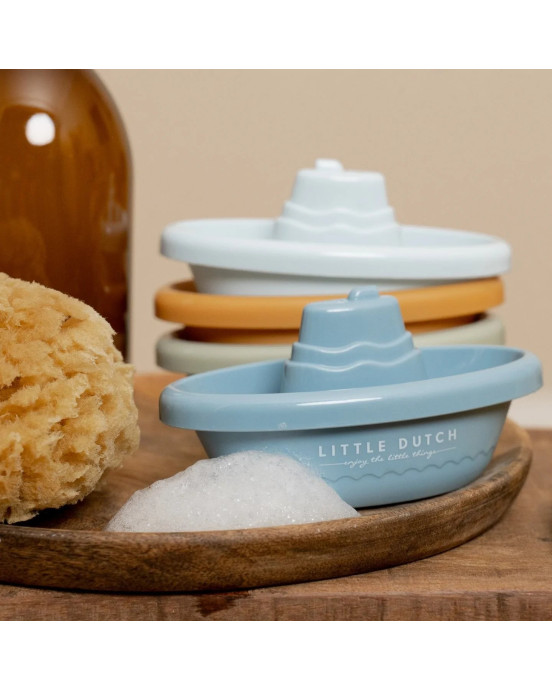 LITTLE DUTCH. Σετ παιχνίδι μπάνιου με 4 βαρκάκια (μπλε).