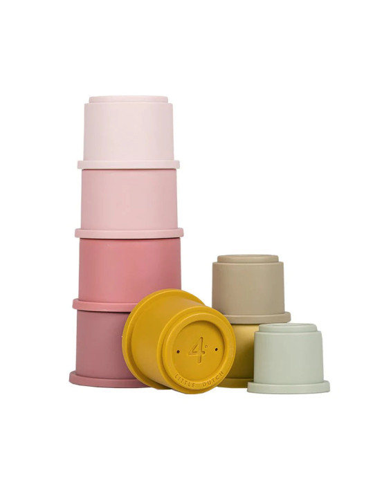 LITTLE DUTCH. Σετ 8 κουβαδάκια στοίβαξης (ροζ).